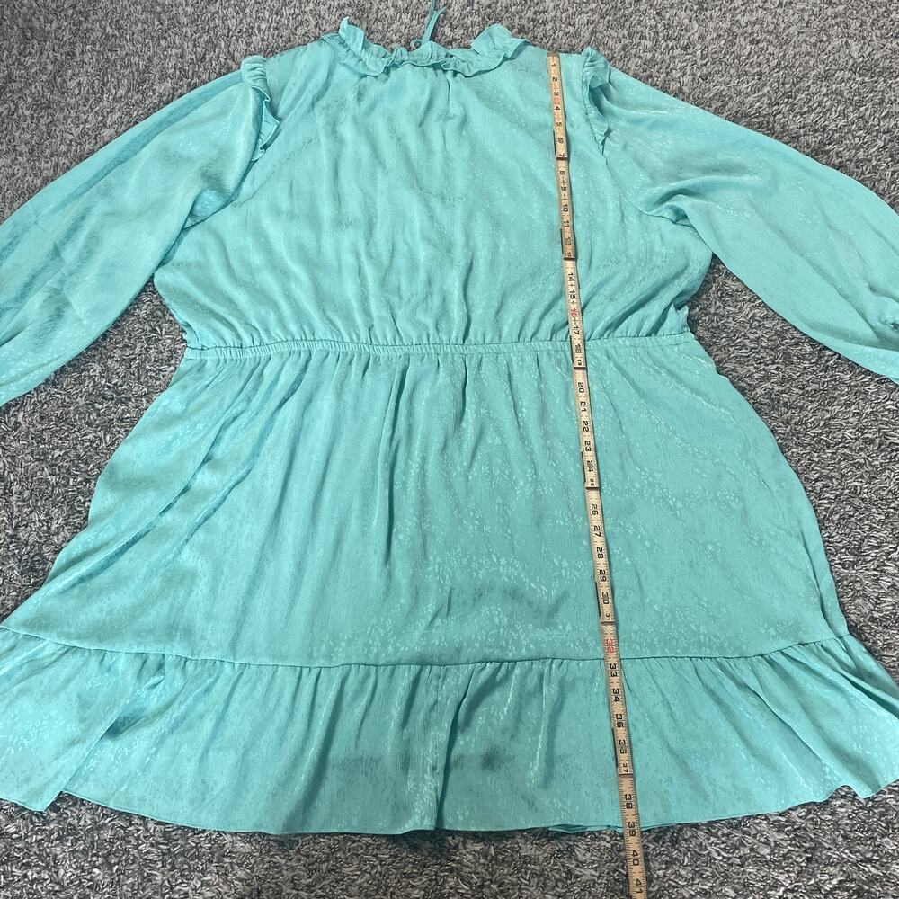 LC Lauren Conrad Dress Plus Size 4X Teal Blue Ruffle Boho Peasant Feminine - Picture 12 of 13